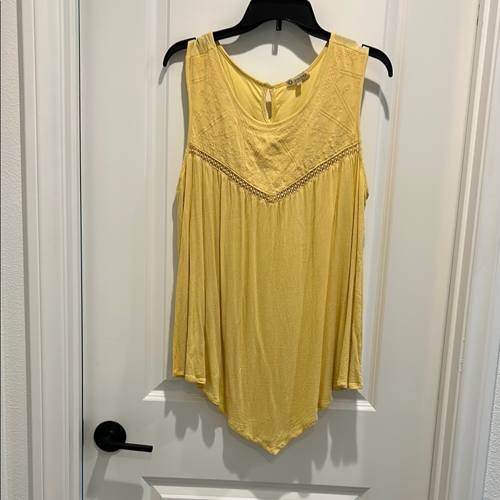 Democracy Yellow Asymmetrical Sleeveless Tank Top
